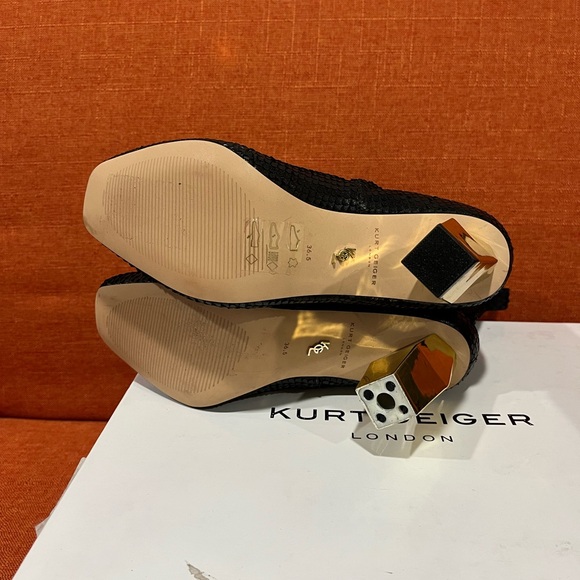 Kurt Geiger Black Snakeskin Boots with Gold Heel - Picture 9 of 10